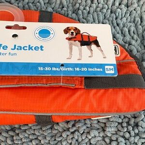 Outward Hound Orange Dog Life Jacket with Gray Straps
